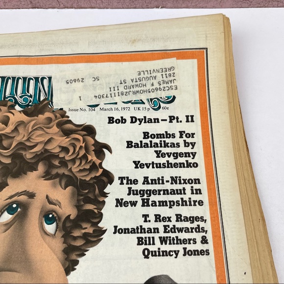 Vintage Rolling Stone Magazine Bob Dylan Jonathan Edwards March 16, 1972 Music - Picture 2 of 4